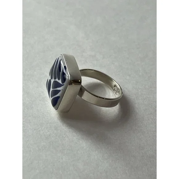 Square Talavera Ring 925 Sterling Silver  Artisan Handmade - Picture 2 of 16